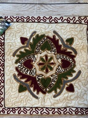 Cotton Valley Embroidered Artistic Design Cushion Cover 14 in NWT